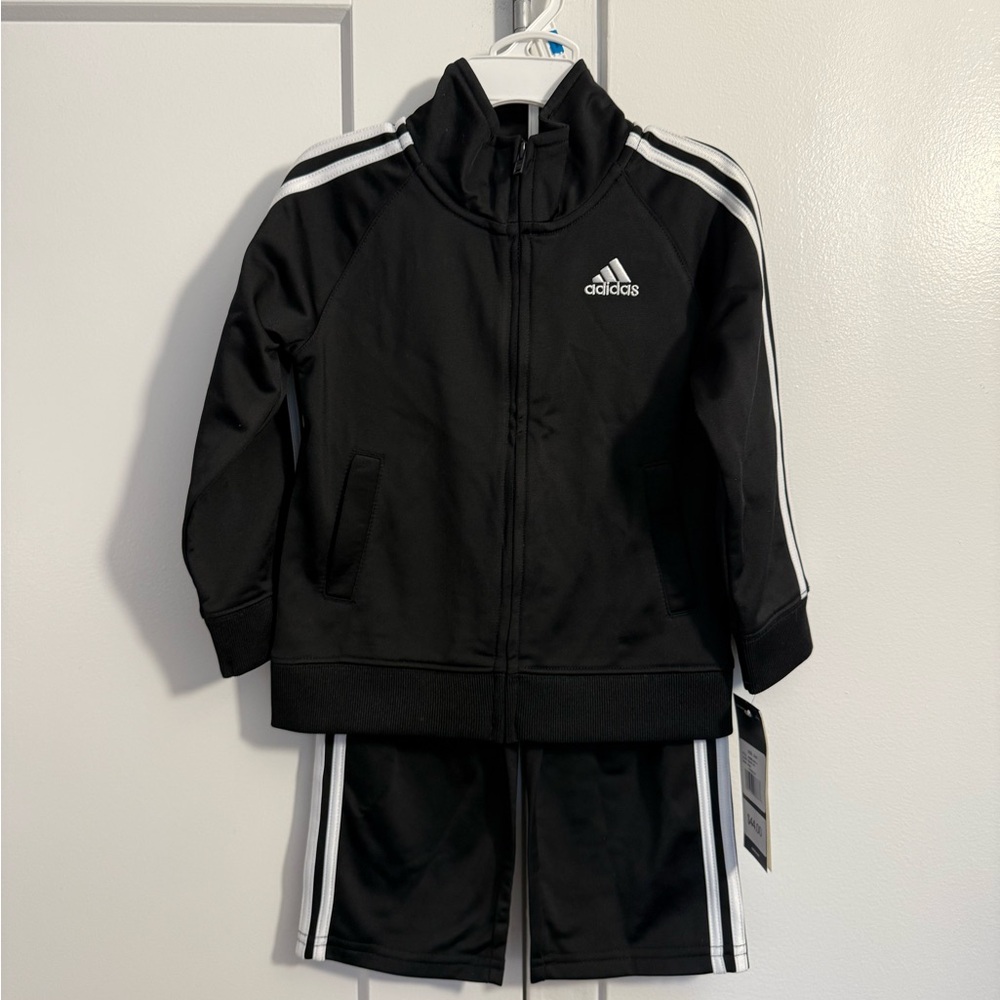 FLASH SALE! Adidas Black Jacket and Pants Set with White Accents